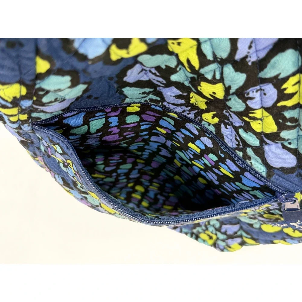 Vera Bradley Blue Indigo Floral Quilted Backpack Book Bag Overnight Bag